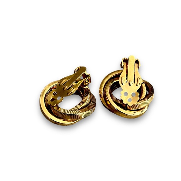 VINTAGE 1950s Gold Tone CircularClio Earrings by JUDY LEE - Picture 6 of 12